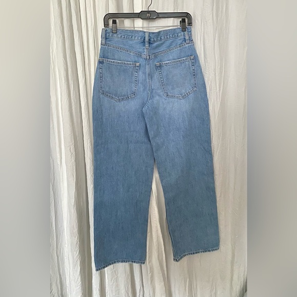 NEW OAK+FORT 100% Organic Cotton Wide Leg Light Wash Blue 29” Jean Size 27 - Picture 4 of 10